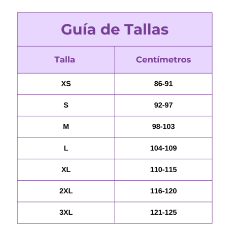 guía de tallas en centímetros